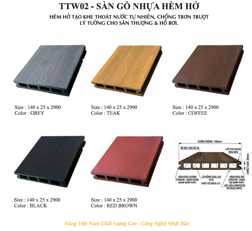 Sàn gỗ nhựa hèm hở Tiến Thành